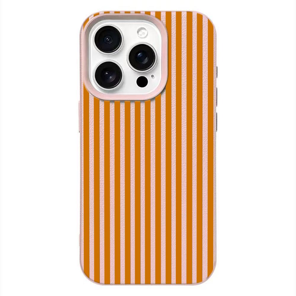Pink Orange Stripe Soft Phone Case for iPhone 17 17E 16 15 14 13 12 11 Pro Max Cute Shockproof Protective Cover