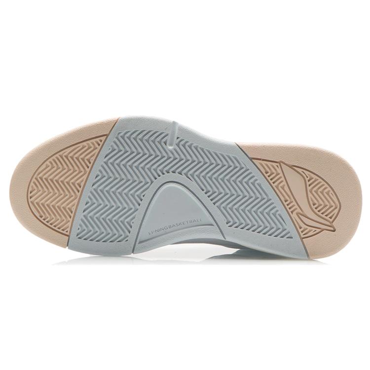 New LiNing Cushioned Anti Slip Wear Resistant Breathable Lightweight Mid Top Vintage Basketball Shoes Women's White Blue AGBR084-1