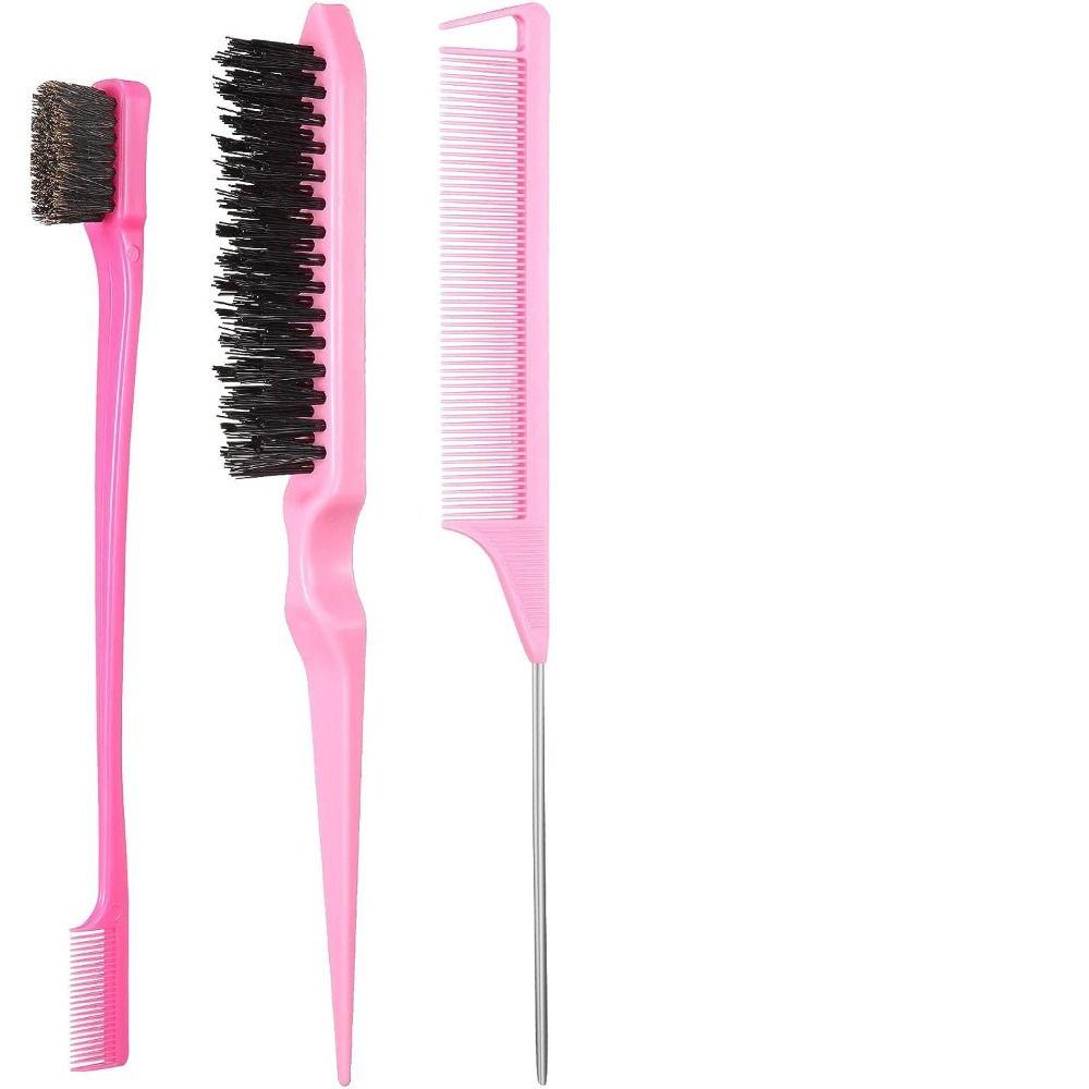5Pcs/set Edge Brush Hair Styling Comb Set Rat Tail Comb Teasing Brush Slick Brush Set  Styling Tools