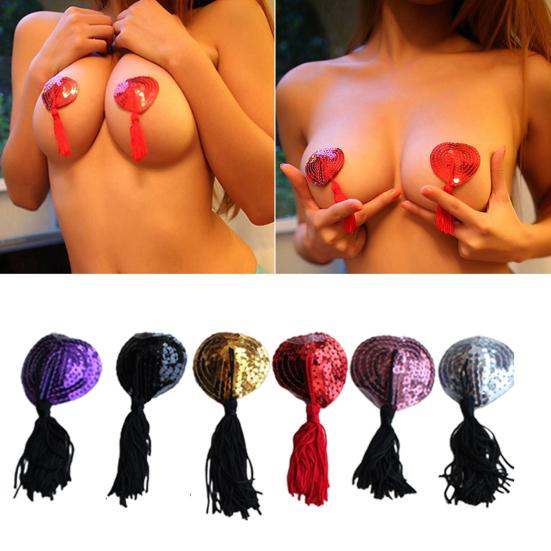 Sexy Femei Bling paiete ciucuri piept petale sutien sfarcului capac pasties autocolant