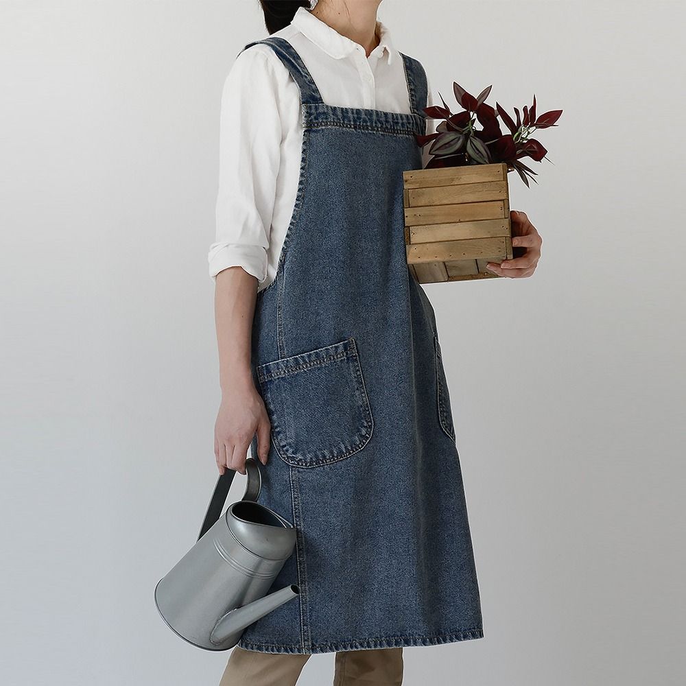 Canvas Gardening Baking Apron Antifouling Kitchen Aprons Japanese Denim Apron  Chef and Servers