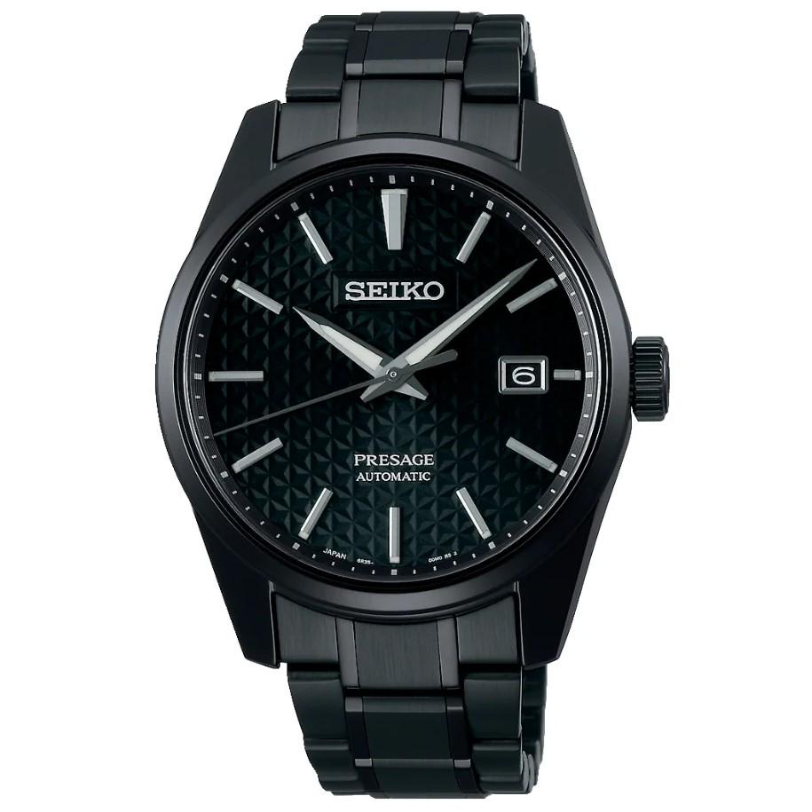 Мужские часы Seiko Presage Sharp Edged Automatic с черным циферблатом SPB229J1 чёрный