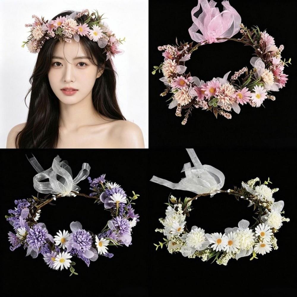 Simulated Flower Flower Crown Boho Style Bridal Wreaths Elegant Floral Headband Seaside Vacation