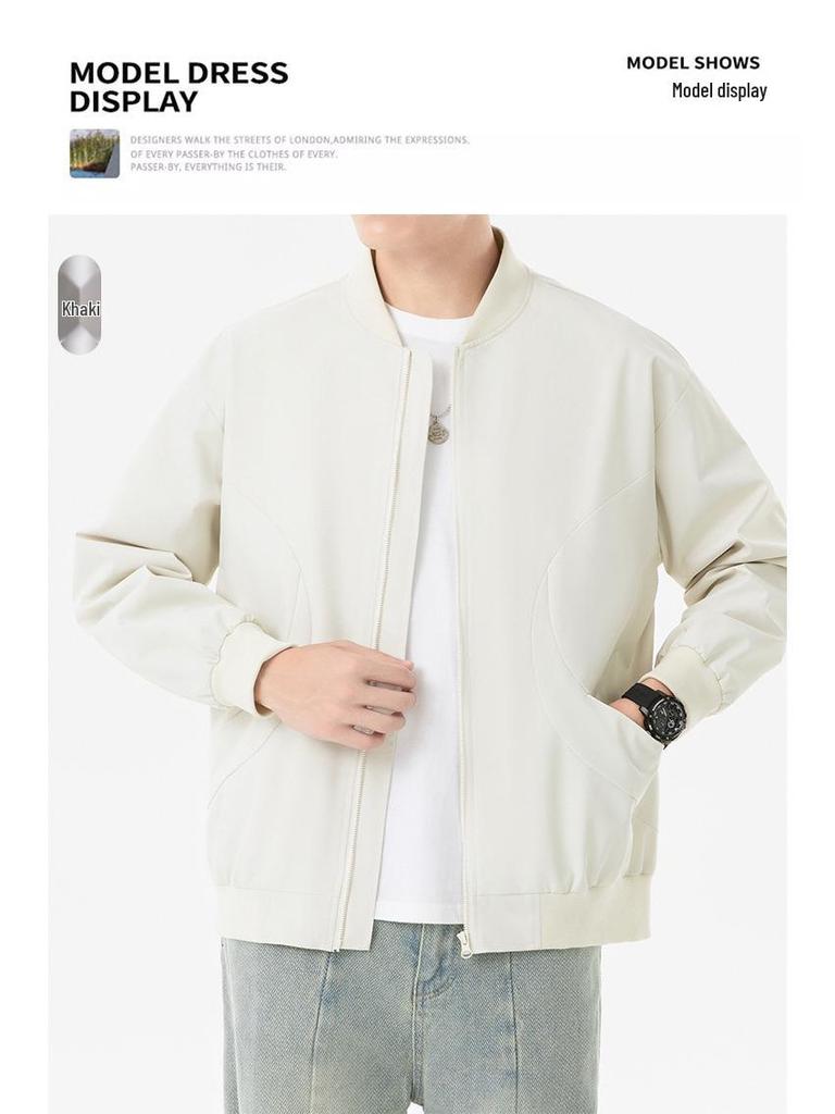 Men's Stylish Korean Trend Baseball Jacket: Handsome MA1 Workwear Top Casual Hoodie