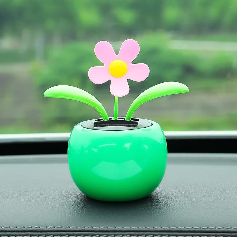 1 Pc Solar Powered Dancing Flower Car Dashboard Ornaments Swinging Toy Car Accessories Auto Interior Decoration Gifts for Friend