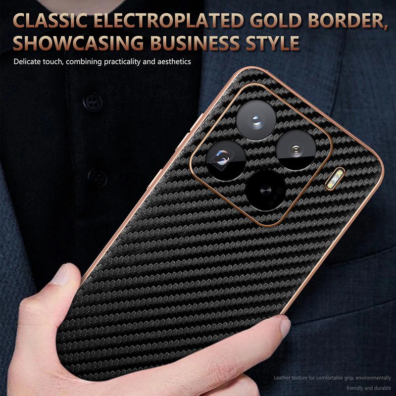 for Xiaomi Mi 15 14 Pro Ultra 13T POCO F6 X6 Pro F5 Case Carbon Fiber Texture PU Leather Cover Plating Bumper Soft Shell Fundas
