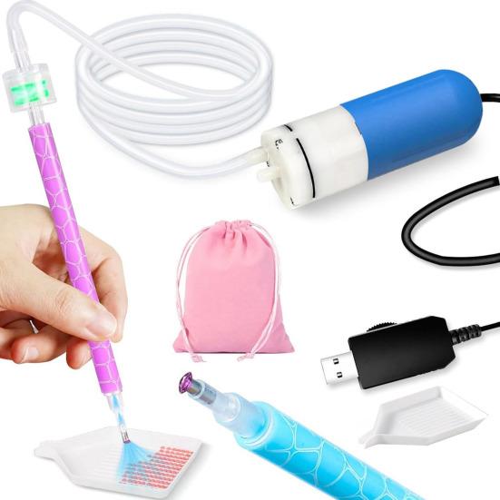 Elektryczny długopis do diamond art z regulowaną siłą ssania, z tacką, nie wymaga wosku, narzędzie do umieszczania diamentów specjalnych