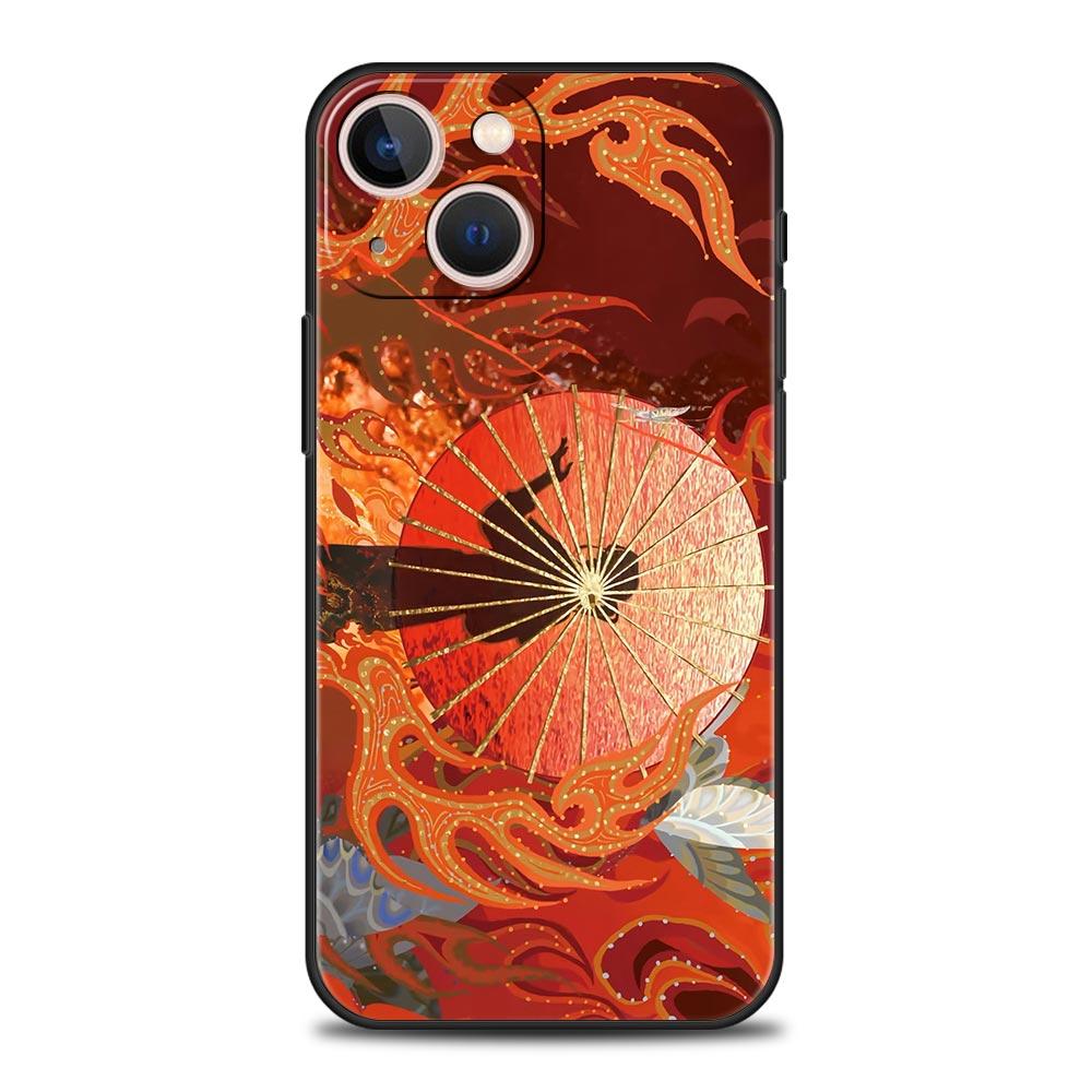 Luxury Phone Case For Apple iPhone 11 15 14 Pro MAX 12 13 7 8 Plus X XR XS MAX SE Silicone Black Cover Funda Tian Guan Ci Fu