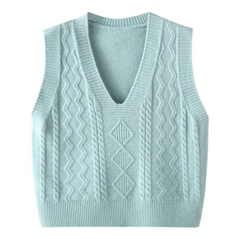 

Однотонный свитер без рукавов, жилет, теплый модный вязаный женский жилет для повседневной носки S
