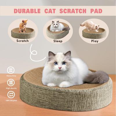 Rascador para gatos Cartón Corrugado Ovalado Alfombrilla para Dormir para Mascotas Resistente al Desgaste Integrado para Afilar Garras Cama Nido para Gatos Para Gatos de Interior