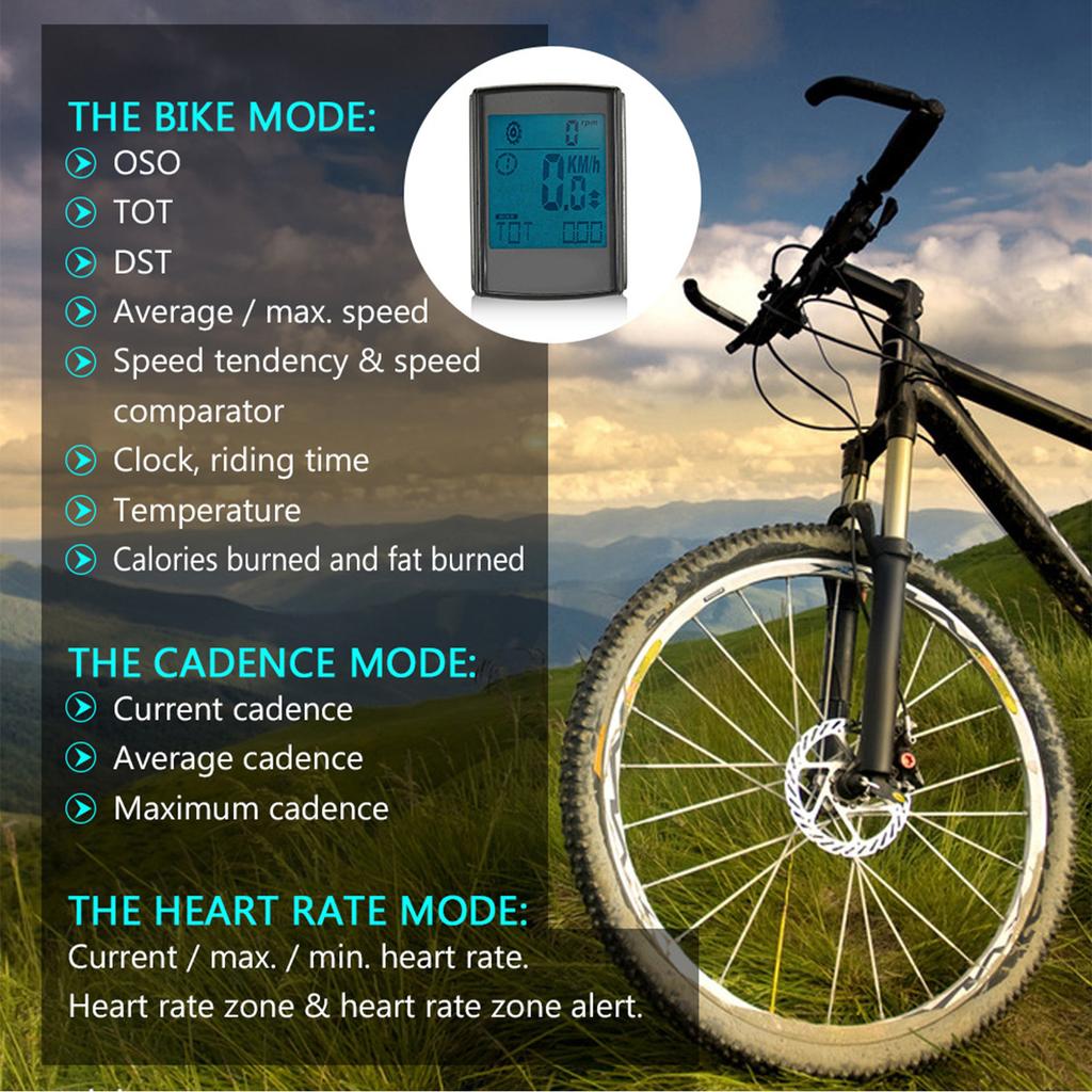 Lixada Multifunctional 3-in-1 Wireless LCD   Cycle Computer with Cadence Heart Rate Monitor Chest Strap Water-resistant