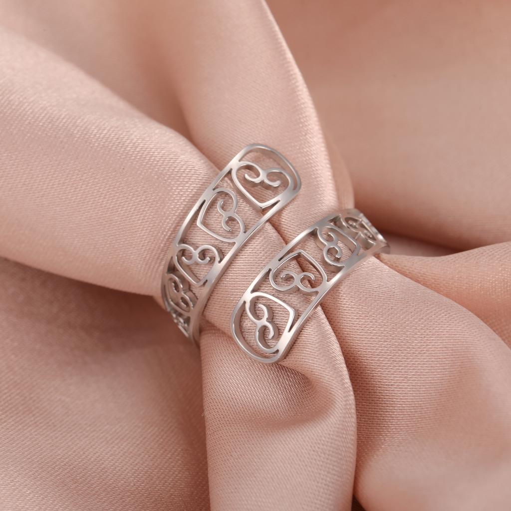 Cazador Stainless Steel Adjustable Heart Rings for Women Finger Rings Cute Jewelry Party Wedding Gift Wholesale 2026 New