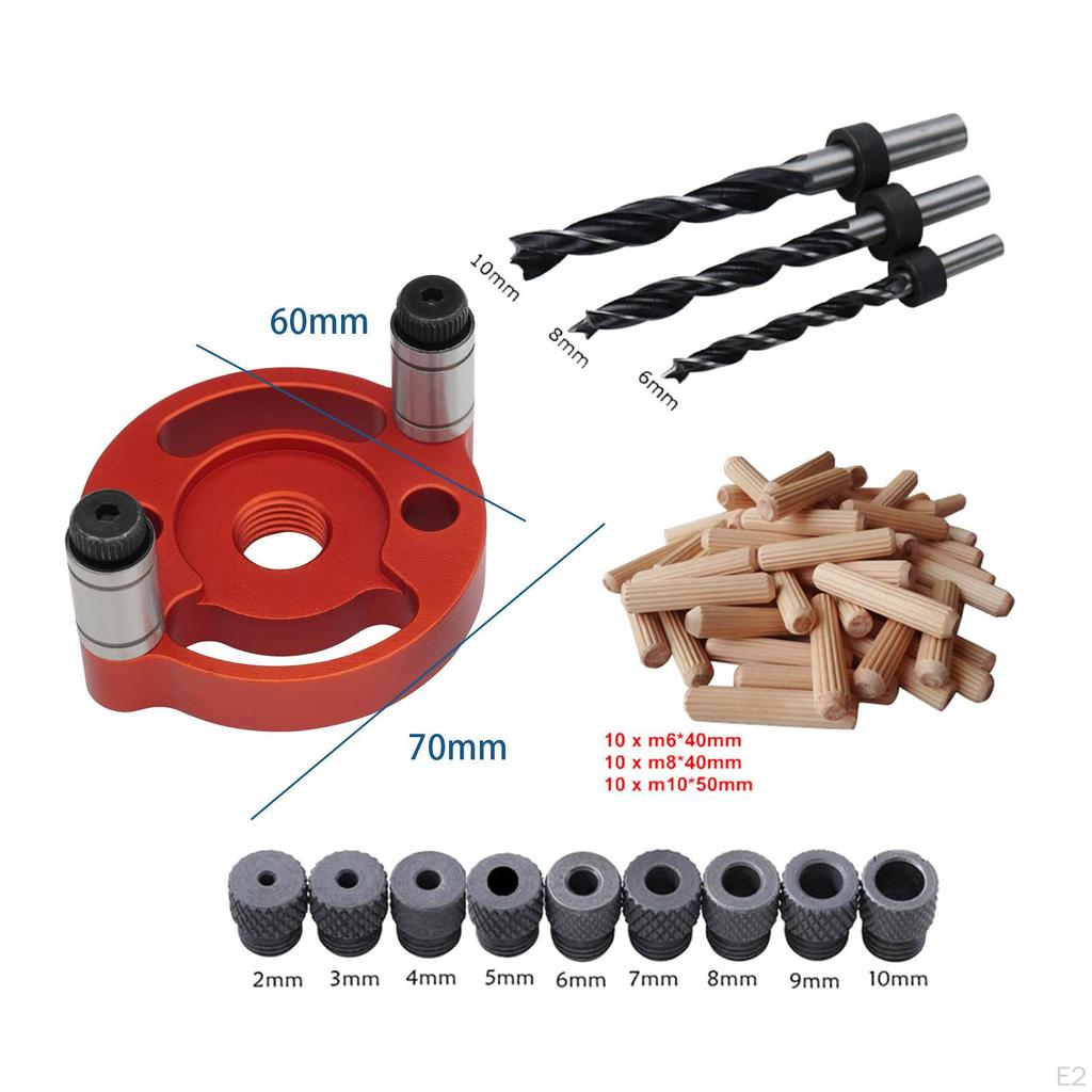 Portable Wood Hole Dowel Drill Guide Set 3 Bit Jig Pin Fixture 6 8 10mm Wide