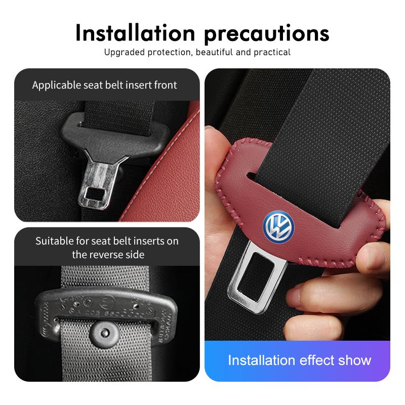 WET1 Car Seatbelt Buckle Protector Leather Anti Scratch Interior Guard For Volkswagen VW Passat Golf 4 5 6 Tiguan Polo Scirocco Jetta