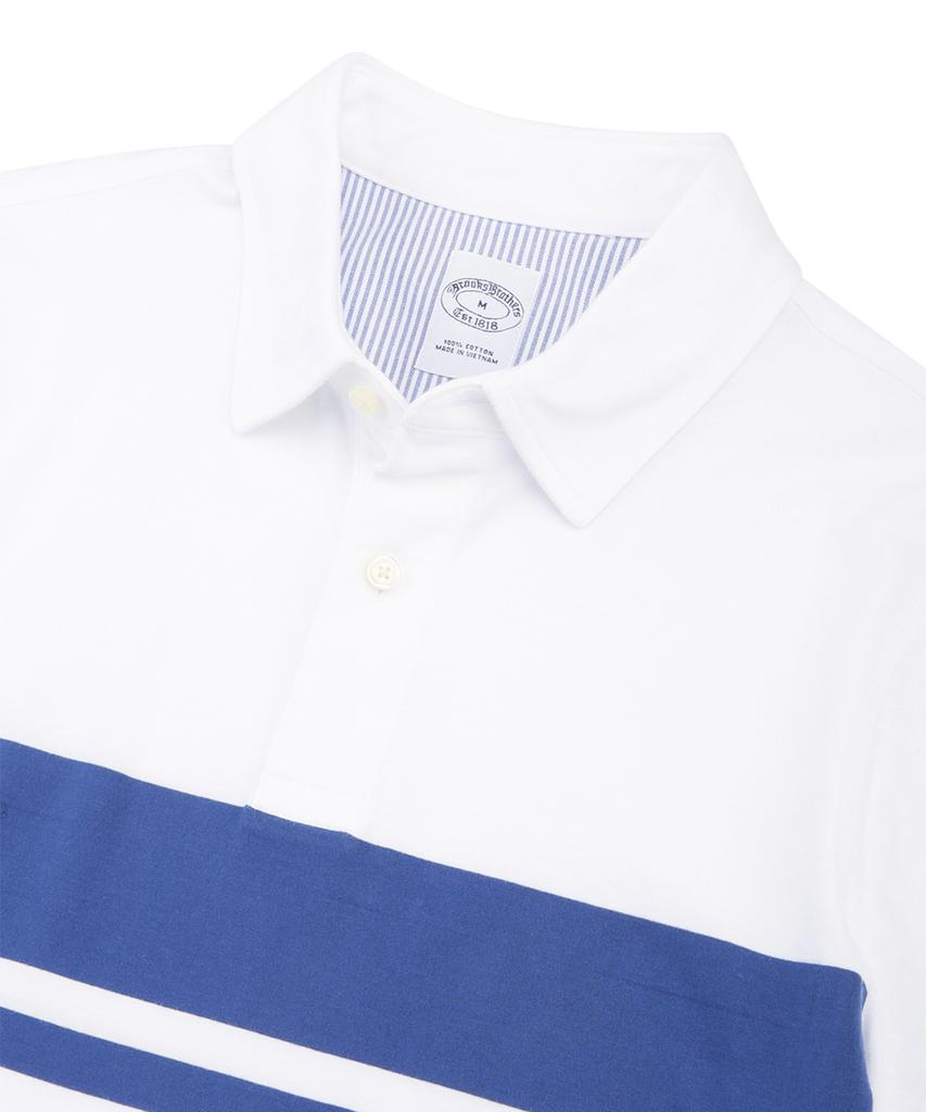 BROOKS BROTHERS Chest Stripe Vintage Polo Shirt (White/Blue) (Bbntmm8732Aem)