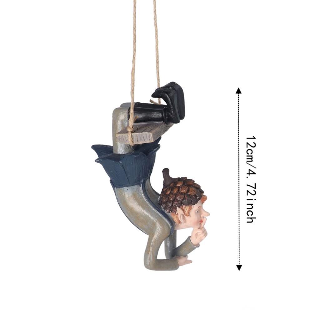 Resin Swinging Elf Figurine Hanging Resin Garden Statue Outdoor Elf Sculpture For Garden