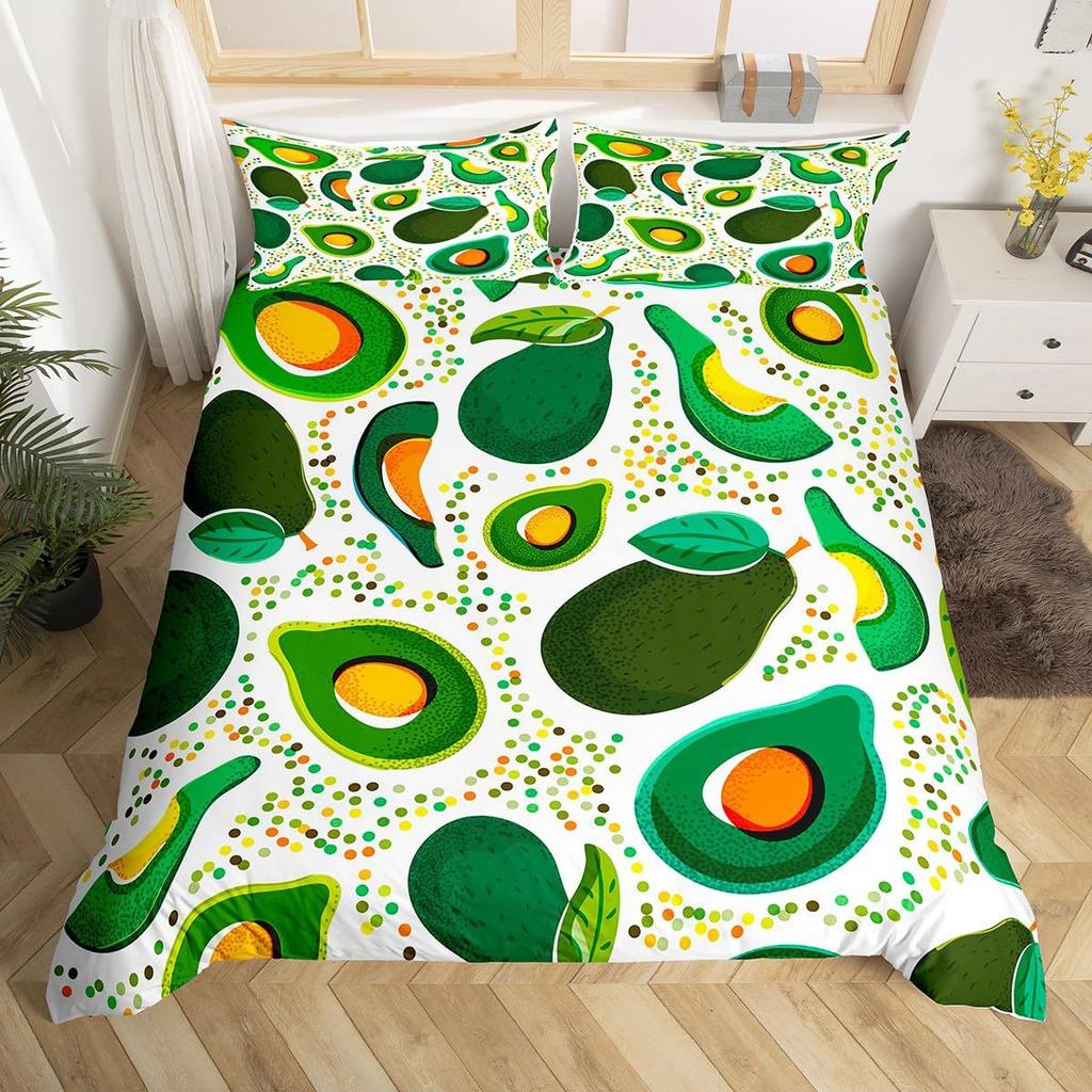 Avocado Duvet Cover Three-piece Set Fun Pattern Bedding Set with Pillowcase