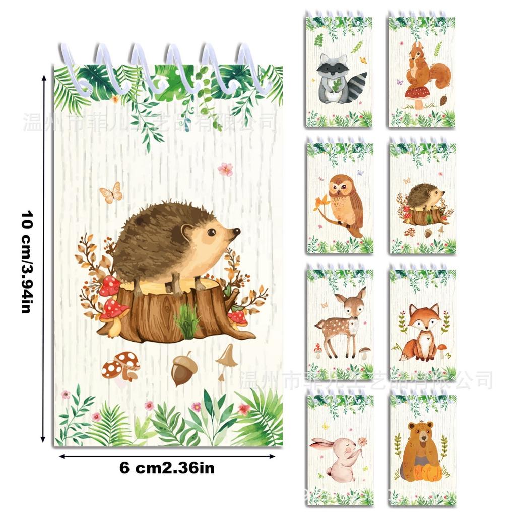 8-Pack Watercolor Animal Spiral Notebook Forest Mini Pocket Notepad for Students Kids Gift Classroom Reward