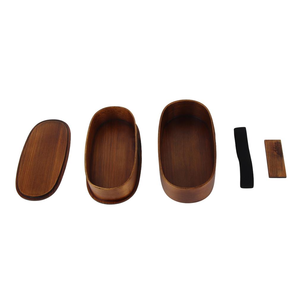 Zestaw Pudełek na Lunch Japoński Drewniany Pojemnik do Przechowywania Żywności dla Uczniów Pracowników 19x10x9.5cm