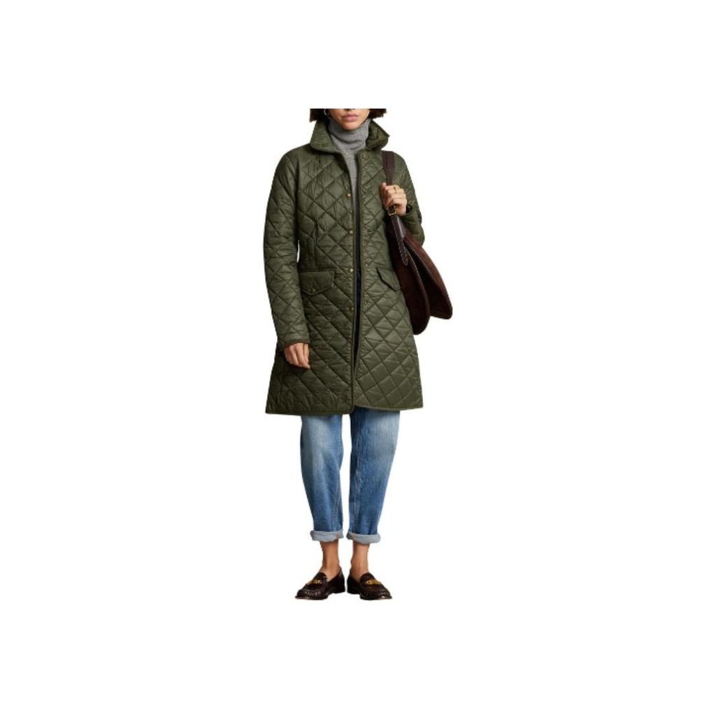 Polo Ralph Lauren FW22 Solid Color Mid-Length Casual Quilted Long Sleeve Coat Women Coats Olive 211854765002