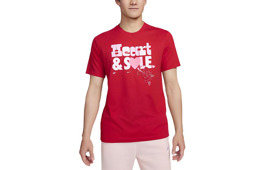 Nike T Shirts Men's Red Crew Neck Moderate Straight Fit FQ3780-657