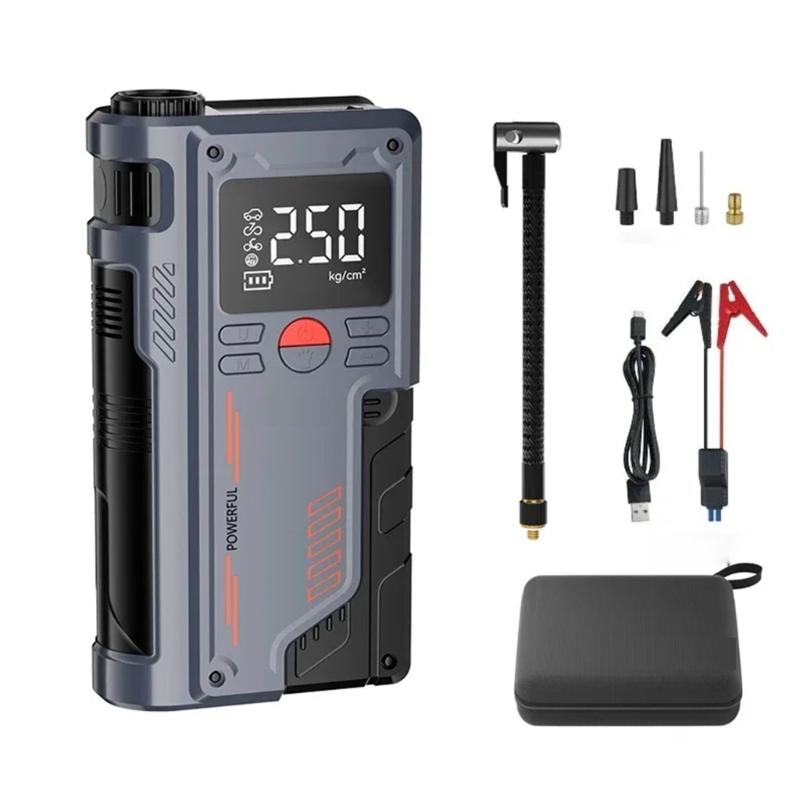 14.8V Tire Inflator Digital Display Tire Air Compressor with LED Light Car Emergency Power Jump Starter Battery Booster