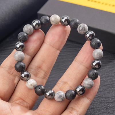 Armband aus Naturstein, schwarze Steinperle, Armband, böhmisches High-End-Armband, Accessoire