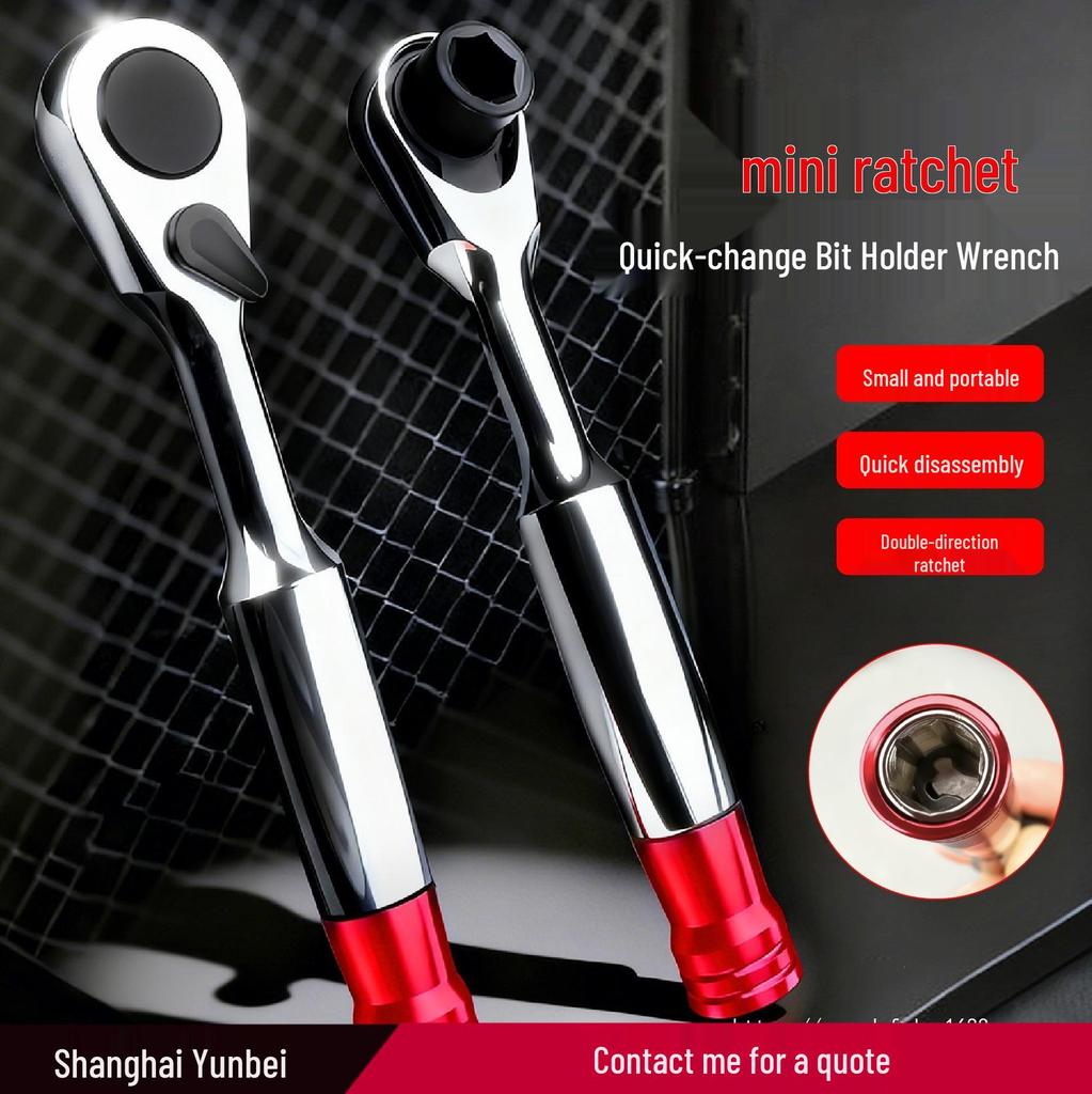 1/4" 72-Tooth Mini Ratchet Wrench, Bi-directional Quick Release Hex Socket for Fast Repairs