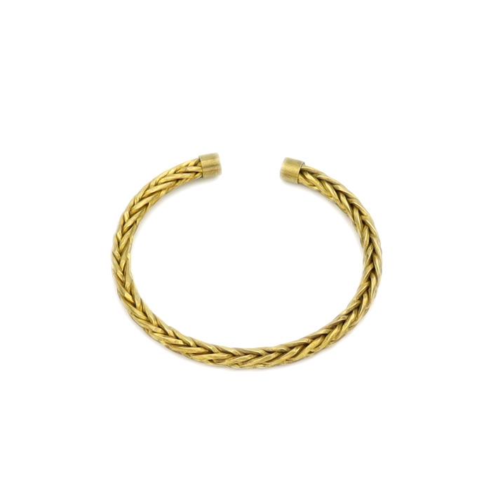 Trendy European & American Cable Knit C-Shaped Copper Bracelet - Versatile, Simple, Retro Style