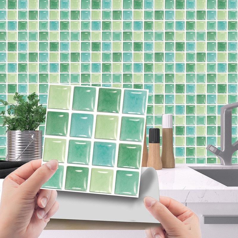 10 pezzi Adesivi per piastrelle in gel per cucina e bagno Adesivi per mosaico autoadesivi Carta da parati in mattoni di vetro creativi