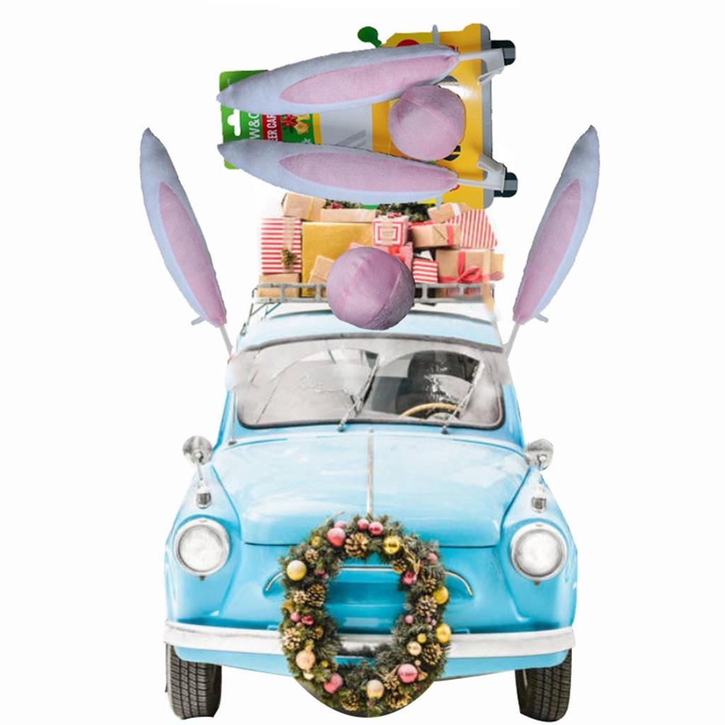 Car Decoration Accessory Bunny Ears Set Nose Easy Installation Portable