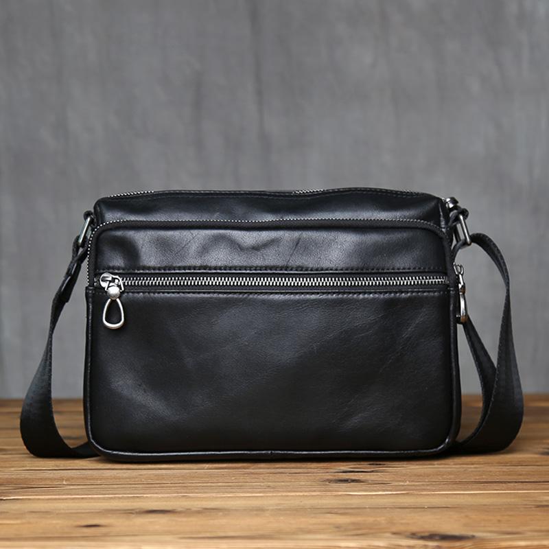 NZPJ Genuine Leather Men's Shoulder Bag, Fashionable Top Layer Cowhide Crossbody Men's Bag Trendy Men's Bag For 10 Inch IPad