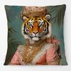 European Retro Vintage Royal Animals Portraits Leopard Panther Dog Cat Cushion Covers Sofa Pillowcase