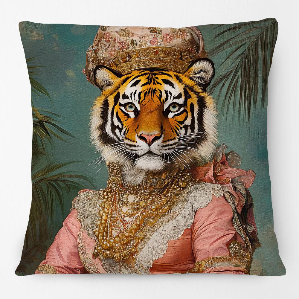 European Retro Vintage Royal Animals Portraits Leopard Panther Dog Cat Cushion Covers Sofa Pillowcase