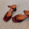 Damen S Quadratische Zehenpartie Hoher Absatz Hausschuhe Für Sommer Outdoor Tragen Koreanischer Stil
