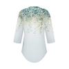 3/4 Length Sleeve Womens Tops Summer T-Shirts Floral Print V Neck Casual Basic Tee Button Shirts Tunic Tops