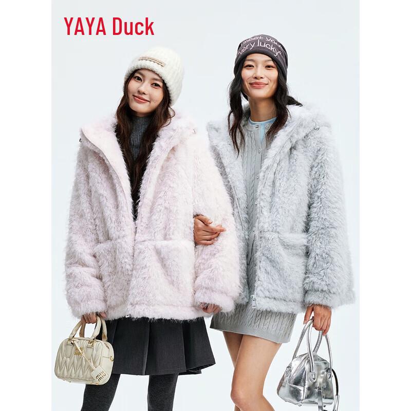 YAYA 2025 Hooded Plush Short Down Jacket