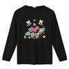 Cute Cartoon Bumblebee Raspberry Wild Floral Nature Print Casual T Shirt vintage Washed Stylish Unisex Stretched Versatile