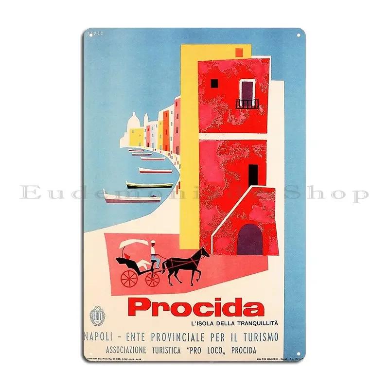 Procida Coast Of Naples Southern Italy Vintage Italian Travel Advertising Poster Metal Plaque Cinema Wall Cave Tin Sign Poster 20X30CM
