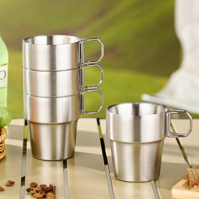 1 STÜCKE Edelstahlbecher Stapelbar Kaffeetasse Outdoor Trinkgefäße Wasserbecher Bierkrug Campingbecher Für Picknick BBQ Rucksackreisen