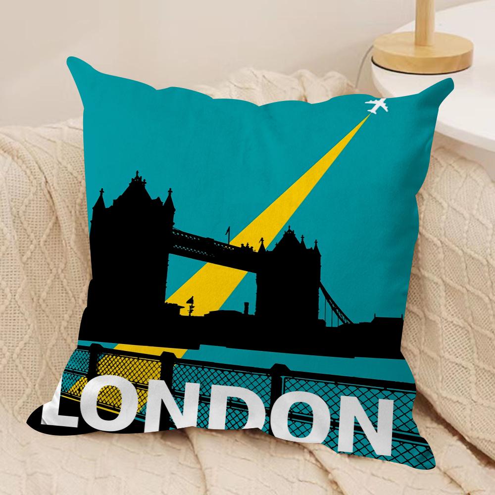 Vintage Retro Travel Cushion Cover Soft Plush Fabric DoubleSided Printed Cushion Covers for All Seasons Modern Home Decor