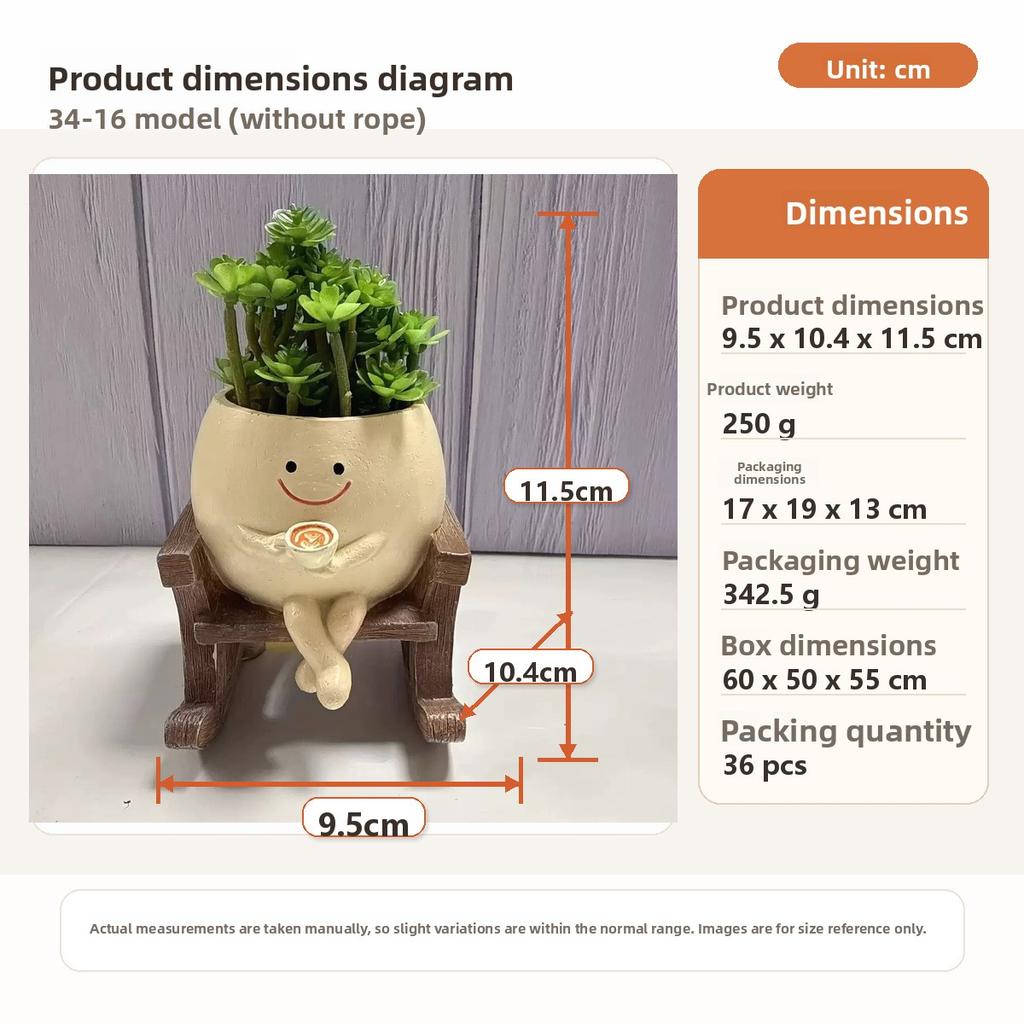 Cute Resin Ghost Flower Pot Planter with Rocking Chair Skateboard Swing Tea Designs for Succulent Desktop Office Garden Decor