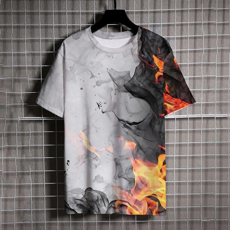 Sommarmode Sport 3D-tryckta Graffiti Herr T-shirts Ny Trend Harajuku Casual Personlighet Rund Hals Kortärmade T-shirts Toppar