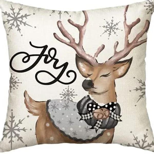 Merry Christmas Decor Cushion Cover x cm Pillow CaseCartoon Reindeer Santa Claus Printed Throw Pillowcase Linen Pillow Cover