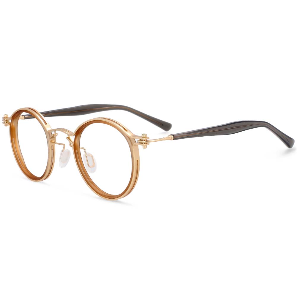 54227 Retro Steam Punk Glasses Frames Men Round Optical Eyewear Metal Spectacle Frame Computer Eyeglasse