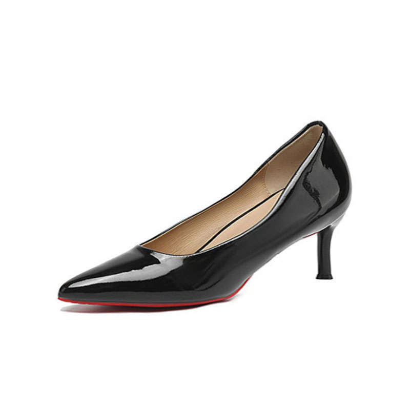 Black High Heels Women's Stilettos Spring and Autumn New Red-soled Patent Leather Pointed Head Light Mouth Sexy Nude Single Shoes