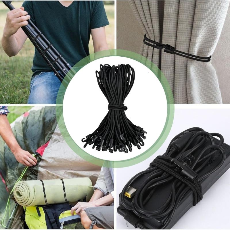 30Pcs 4mmx25cm Elastic Nylon Rope With Plastic Hook Heavy Duty Stretchy Cord For Art Craft Home Decoration Packaging