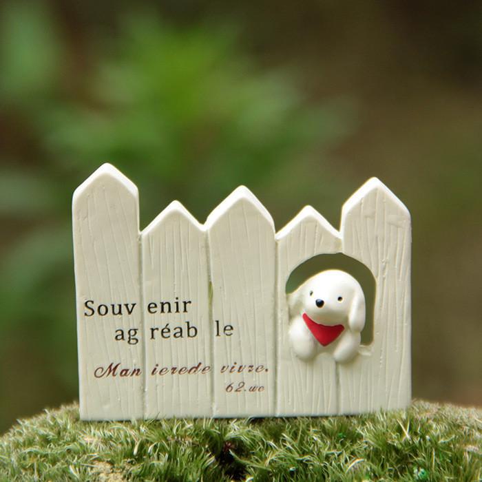 Garden Micro Resin Ornaments With Cartoon Dog Fence For Gift And Party Decor
