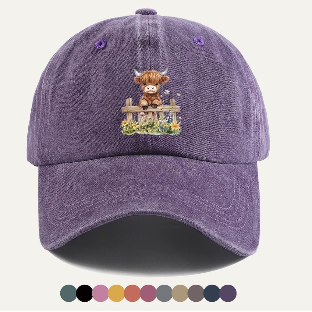 Pc Cartoon Calf Fence Print Baseball Cap Cute Animal Pattern Fashionable Individual Design Comfortable Breathable Duckbill Cap