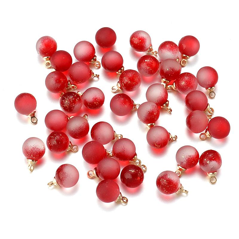 30Pcs Gradient Color Lampwork Beads Charms 8mm Round Glass Beads Pendant for DIY Necklace Earrings Jewelry Making Accessories